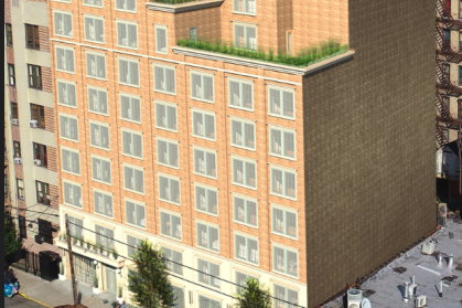 A rendering of the nine-story building at 1182 Woodycrest Ave. in the Highbridge neighborhood of The Bronx.